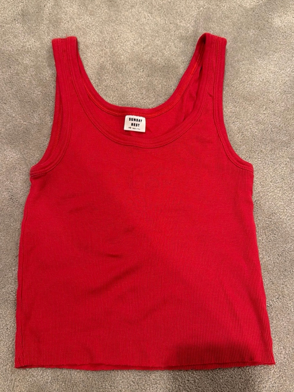 Sunday Best Red Ribbed Scoop Neck Tank - Picture 1 of 3